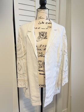 Chico's Vintage Linen Embroidered Blazer